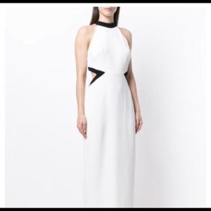 Rachel Zoe long white dress with black accents and cut outs. NWT